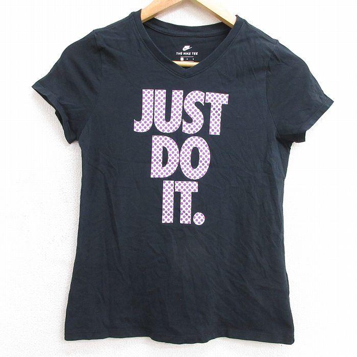 古着 ナイキ Nike 半袖 Tシャツ レディース Just Do It コットン Vネック 黒 ブラック 21aug04 中古 Lts 古着屋rushout 通販 Yahoo ショッピング