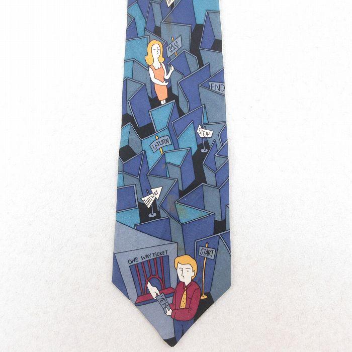 中古 ロック バンド ネクタイ 90s ビートルズ シルク 紺 ネイビー