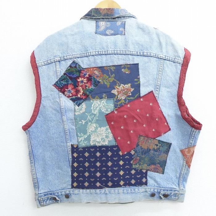 XL/古着 デニム ベスト 90s リーバイス Levis 花 ペイズリー柄 XL/古着 デニム ベスト 90s リーバイス Levis 花 ペイズリー柄