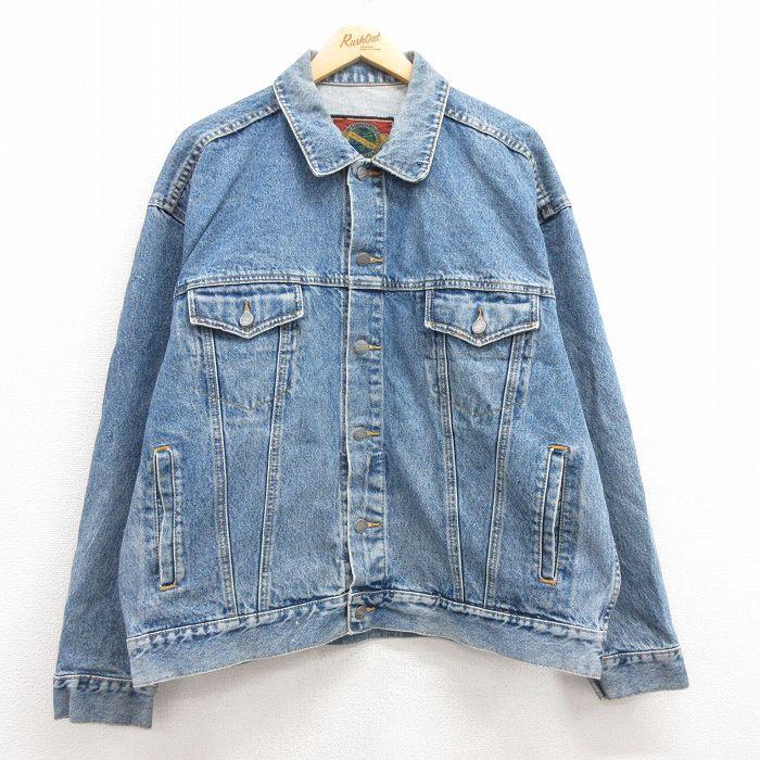 XL/古着 STRUCTURE 長袖 ジージャン メンズ 90s コットン 紺 ネイビー 