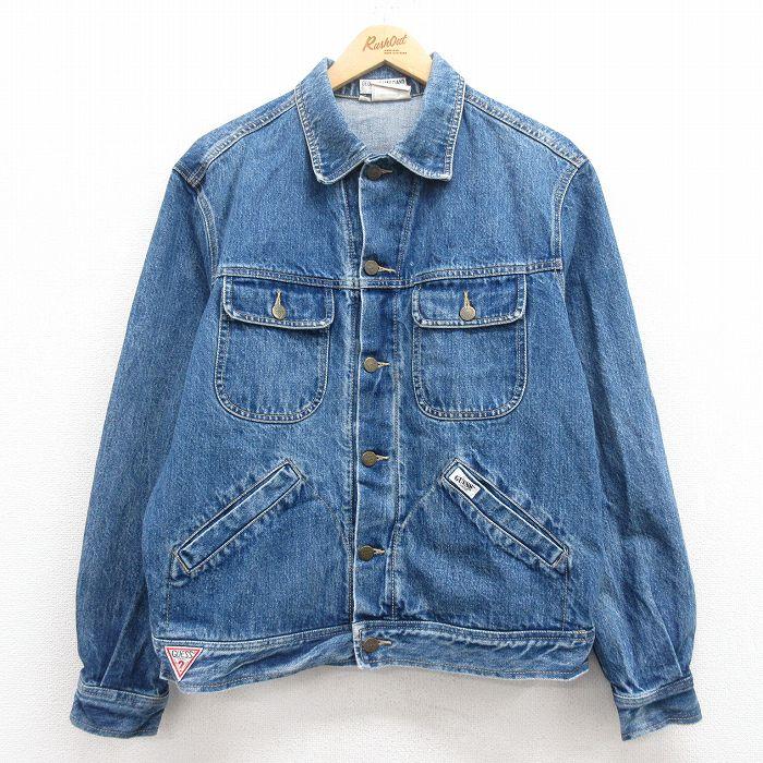 GUESS（ゲス） L/古着 長袖 ジージャン メンズ 90s コットン 紺 