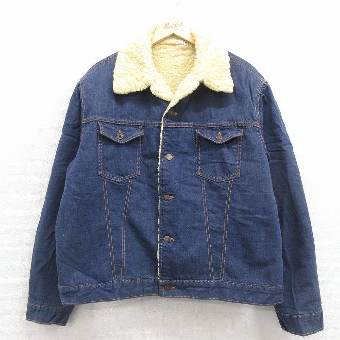 XL/古着 ローバックス 長袖 デニム ボア ジャケット メンズ 80年代 80s 大きいサイズ 紺 26jan17 20%OFF】XL/古着 ローバックス 長袖 デニム ボア ジャケット メンズ 80