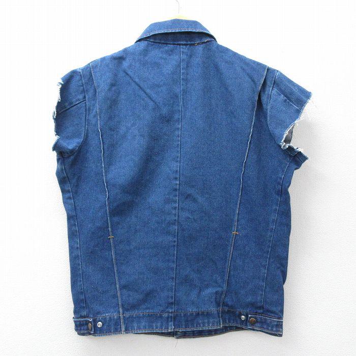KEY XL/古着 キー デニム ベスト メンズ 80年代 80s コットン USA製 紺 