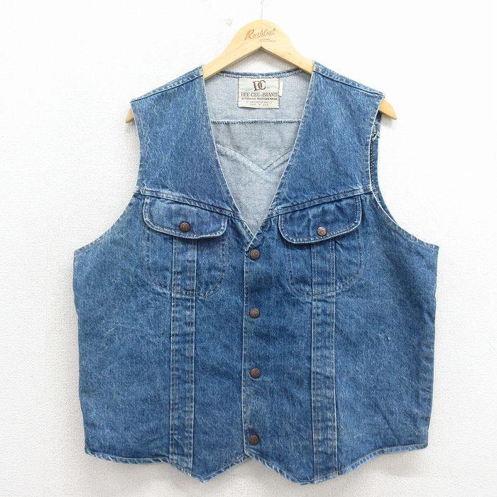 XL/古着 DEE CEE デニム ベスト メンズ 80年代 80s コットン USA製 紺 