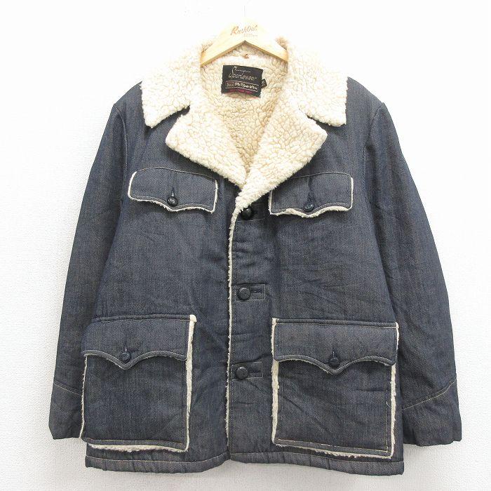 XL/古着 シアーズ 長袖 デニム ボア ジャケット メンズ 80年代 80s