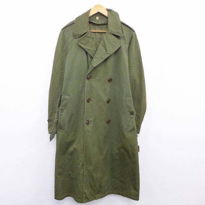M 古着 長袖 ビンテージ ミリタリー トレンチ オーバー コート 50s ロング丈 緑 グリーン 21jan 中古 メンズ アウター Ormi1480 古着屋rushout 通販 Yahoo ショッピング