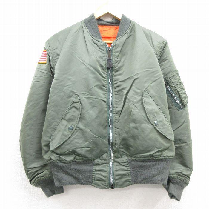 Xl 古着 長袖 ミリタリー ナイロン ジャケット メンズ Ma 1 星条旗 緑系 グリーン 21dec17 中古 アウター フライト Ormi 古着屋rushout 通販 Yahoo ショッピング