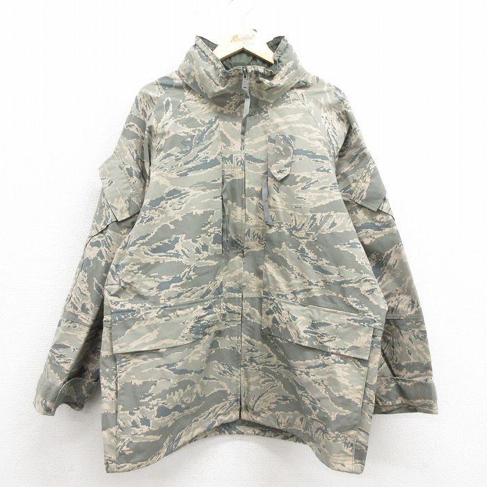 古着 長袖 ミリタリー ナイロン ゴアテックス ジャケット メンズ 00年代 00s デジタルタイガーカモ ラグラン USA製 グレー 迷 中古 古着 XL/古着 長袖 ミリタリー ナイロン ゴアテックス ジャケット メンズ
