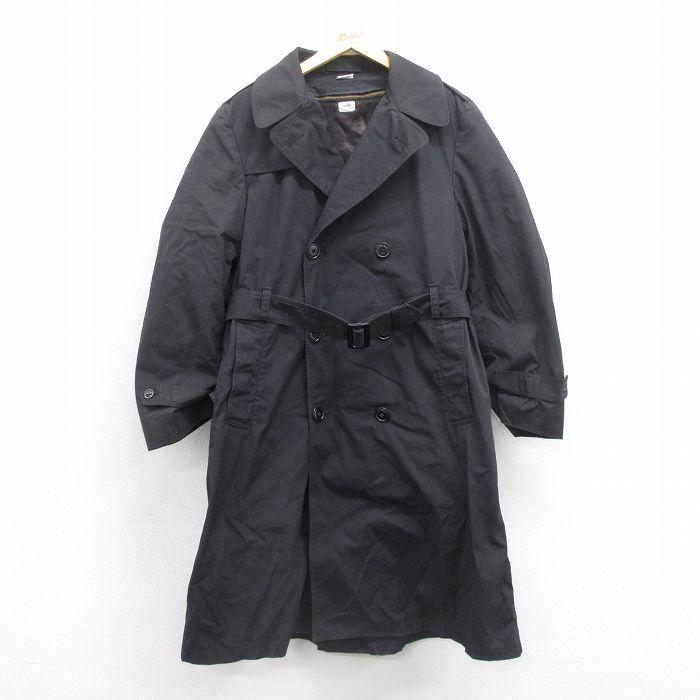 L/古着 長袖 ミリタリー コート メンズ 90s ロング丈 黒 ブラック 