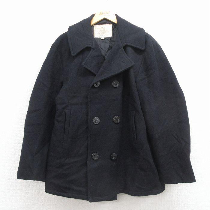 L/古着 長袖 ミリタリー ピーコート メンズ 90年代 90s 黒 内側