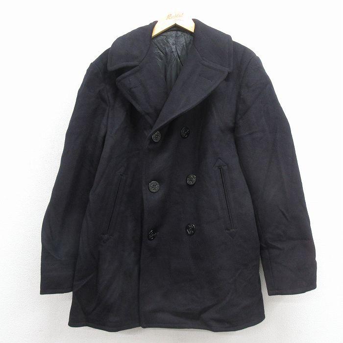 M/古着 長袖 ビンテージ ミリタリー ピーコート メンズ 60年代 60s ロング丈 ウール ポケット内側コーデュロイ 黒【spe】 26jan17 M/古着 長袖 ビンテージ ミリタリー ピーコート メンズ 60年代 60s