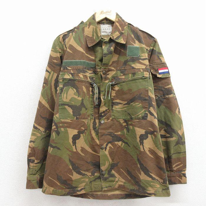 L/古着 長袖 ミリタリー ジャケット メンズ オランダ軍 茶他 迷彩 