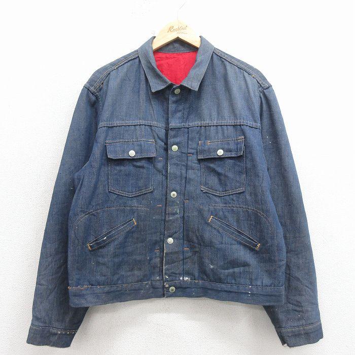 L/古着 ランチクラフト 長袖 ビンテージ ジージャン メンズ70年代 70s 紺 デニム 内側キルティング【spe】 26feb19 L/古着 ランチクラフト 長袖 ビンテージ ジージャン メンズ70年代 70s