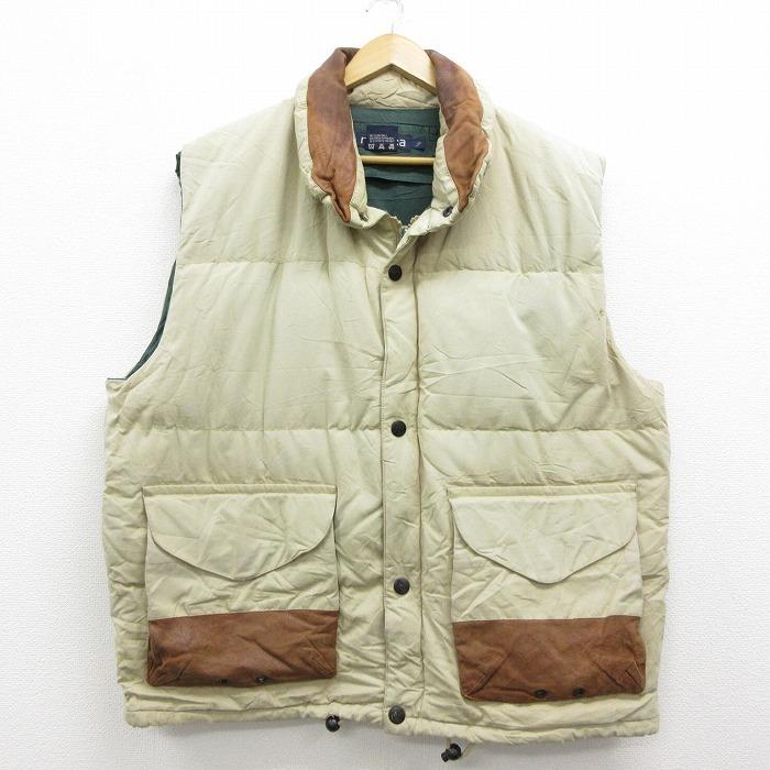 Xl 古着 ブランド ダウン ベスト 90s ノーティカ Nautica 大きいサイズ レザー使用 ベージュ カーキ nov17 中古 メンズ アウター Oudw 古着屋rushout 通販 Yahoo ショッピング