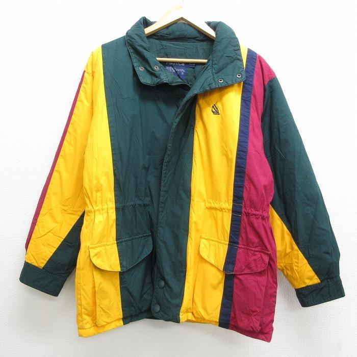 M 古着 長袖 ブランド ダウン ジャケット 90s ノーティカ Nautica ワンポイントロゴ コットン マルチカラー 濃緑他 グリーン 内側キルティング Spe 21jan25 Oudw1860 古着屋rushout 通販 Yahoo ショッピング