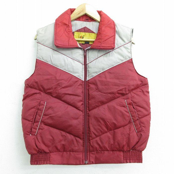 M 古着 ナイロン ダウン ベスト メンズ 80s ツートンカラー 赤他 レッド 21oct04 中古 アウター Oudw 古着屋rushout 通販 Yahoo ショッピング