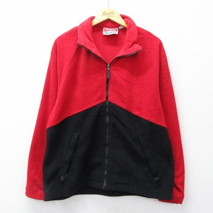 M/古着 マルボロ 長袖 フリース ジャケット メンズ 90s ツートンカラー