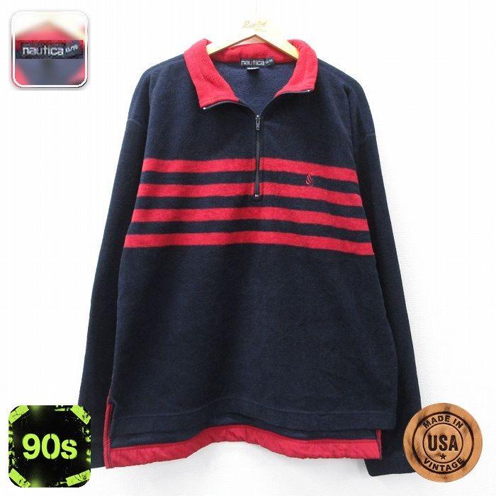 NAUTICA（ノーティカ） XL/古着 長袖 ブランド ハーフジップ フリース