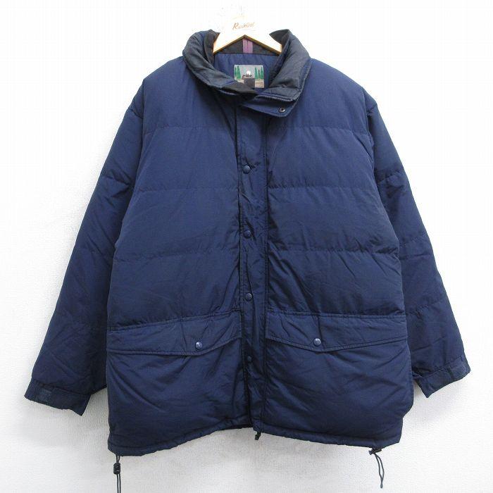 L/古着 EMS 長袖 ナイロン ダウン ジャケット メンズ 90年代 90s 襟 