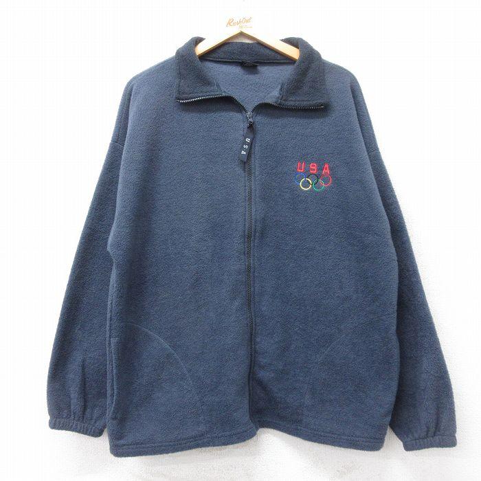M/古着 長袖 フリース ジャケット メンズ 90年代 90s オリンピック USA