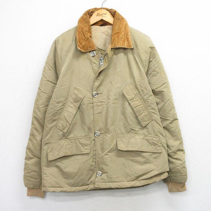 L/古着 エルエルビーン 長袖 ダウン ジャケット メンズ 80年代 80s 襟コーデュロイ ラグラン ベージュ【spe】 25dec29 L.L.Bean（エルエルビーン） L/古着 長袖 ダウン ジャケット メンズ 80