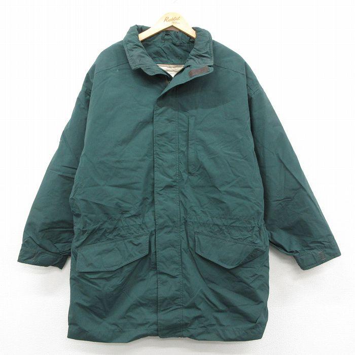 XL/古着 エディーバウアー 長袖 ナイロン ダウン ジャケット メンズ 00年代 00s ロング丈 緑 内側キルティング 26feb12 Eddie Bauer（エディーバウアー） XL/古着 長袖 ナイロン ダウン