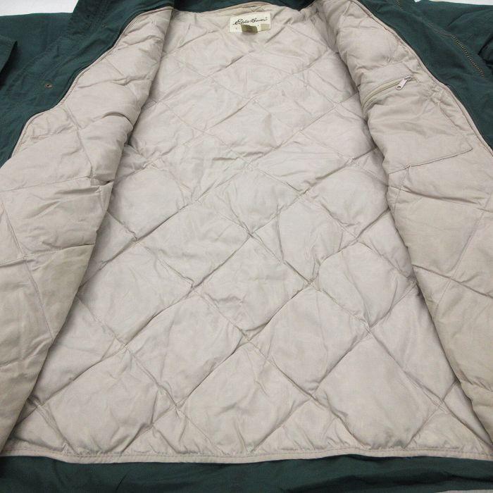 XL/古着 エディーバウアー 長袖 ナイロン ダウン ジャケット メンズ 00年代 00s ロング丈 緑 内側キルティング 26feb12 Eddie Bauer（エディーバウアー） XL/古着 長袖 ナイロン ダウン