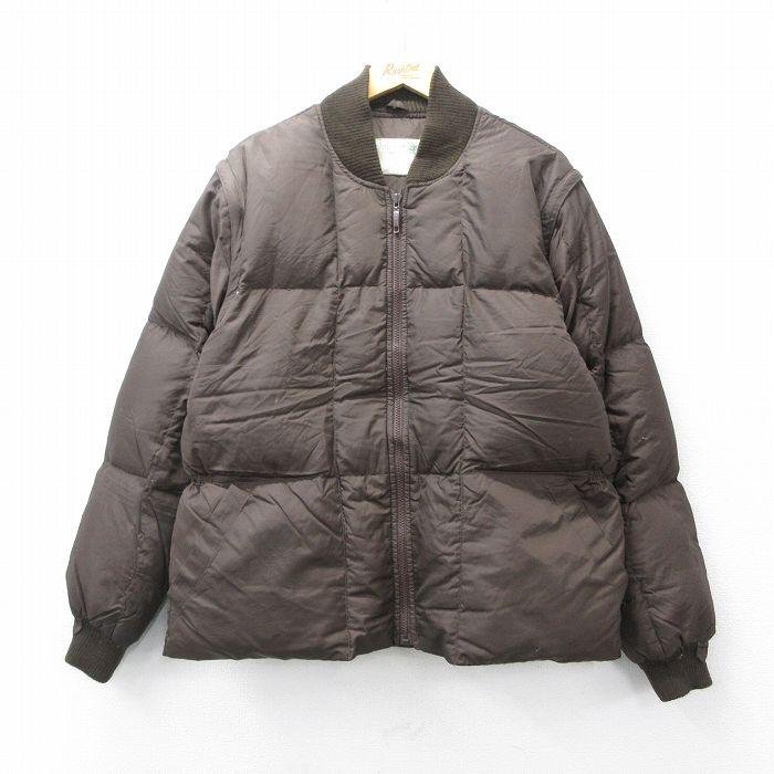 L/古着 シアーズ 長袖 ダウン ジャケット メンズ 80年代 80s 茶