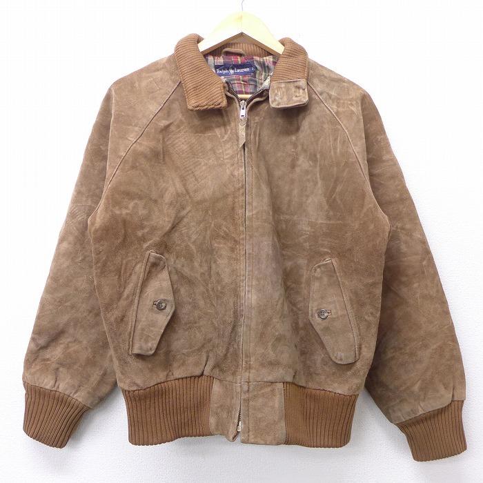 L 古着 長袖 ブランド スエード レザー ジャケット スイングトップ 90s ラグラン 内側フランネル 茶 ブラウン dec03 中古 メンズ アウター 革ジャン 皮ジャン Oule 古着屋rushout 通販 Yahoo ショッピング