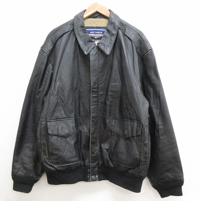 当店だけの限定 Xl 古着 長袖 レザー ジャケット メンズ ミリタリー エアフォース エアボーン 大きいサイズ 黒 ブラック 21oct19 アウター 革ジャン 皮ジャン 東京公式通販 Gormalone Com