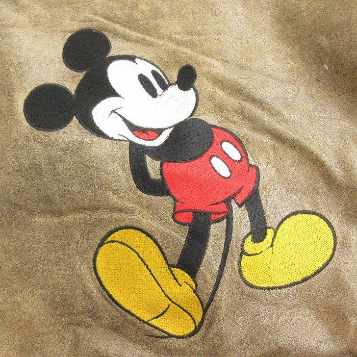Xl 古着 長袖 レザー ジャケット メンズ 90s ディズニー Disney ミッキー Mickey Mouse 刺繍 こげ茶 ブラウン Spe 21dec 中古 アウタ Oule 古着屋rushout 通販 Yahoo ショッピング