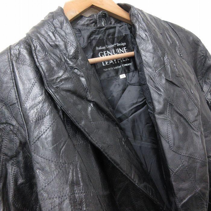 L/古着 長袖 レザー ジャケット コート メンズ 90s パッチワーク 