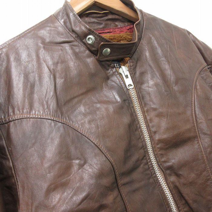 革ジャン　細見　schott　M　レザー　ジャケット　トレンチ　茶　used 革ジャン細見schottMレザージャケットトレンチ茶used