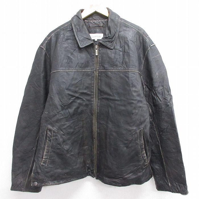 Calvin Klein XL/古着 カルバンクライン 長袖 レザー ジャケット 