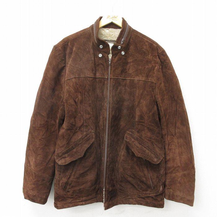 XL/古着 シアーズ 長袖 スエード レザー ジャケット メンズ 80s こげ茶 