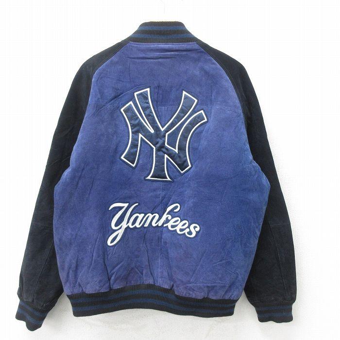 XL/古着 長袖 スエード レザー ジャケット メンズ MLB ニューヨーク 