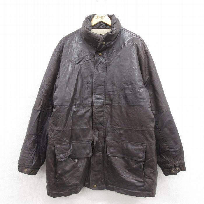 Eddie Bauer（エディーバウアー） XL/古着 長袖 レザー ダウン