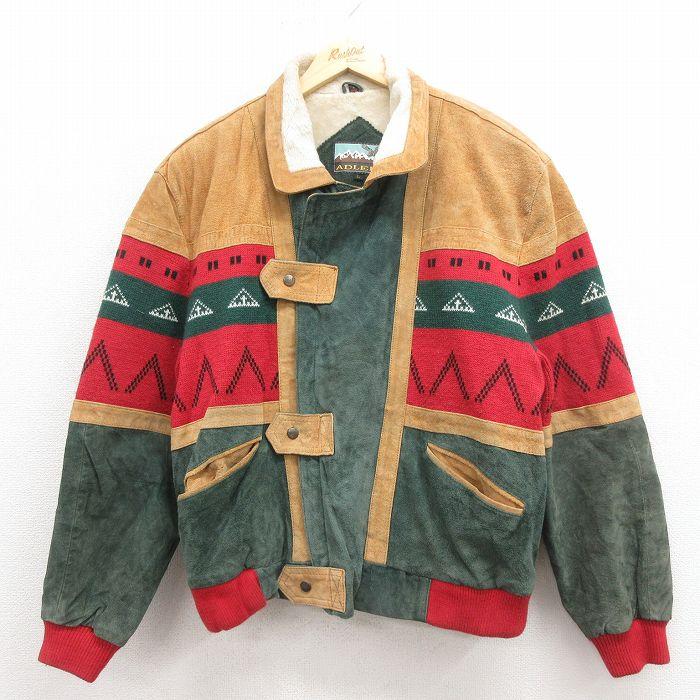 レトロ 古着 マルチカラー レザー 革 フード ブルゾン ジャケット US古着 レトロ 古着 マルチカラー レザー 革 フード ブルゾン ジャケット US古着