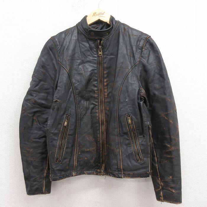 S/古着 長袖 レザー ジャケット メンズ 80年代 80s シングルライダース