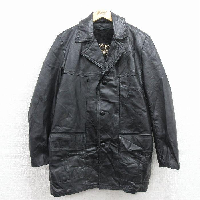 XL/古着 長袖 レザー コート メンズ パッチワーク 大きいサイズ ロング