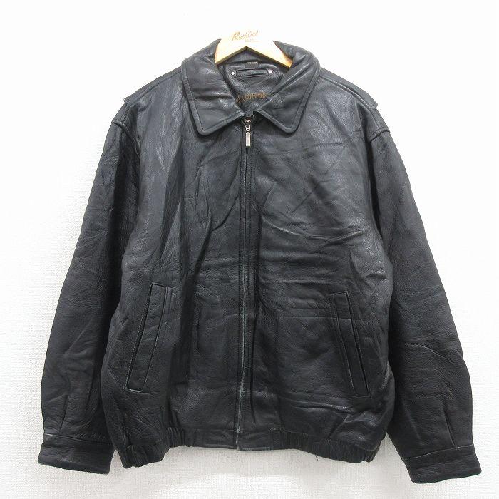 XL/古着 セントジョンズベイ 長袖 レザー ジャケット メンズ 黒 内側キルティング spe 25dec19｜古着屋RushOut