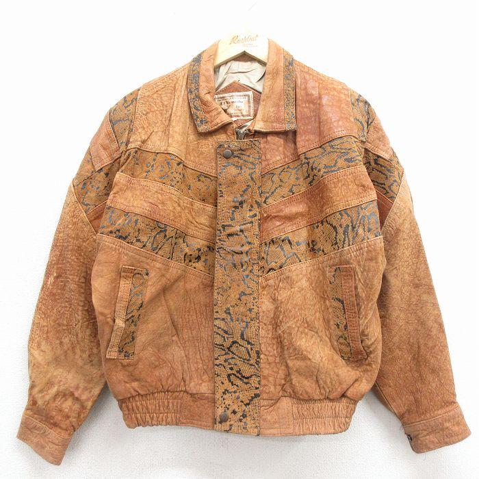 50%OFF】XL/古着 長袖 レザー ジャケット メンズ 星条旗 黒 ブラック