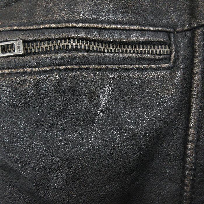 GUESS（ゲス） L/古着 長袖 レザー ジャケット メンズ 黒 内側