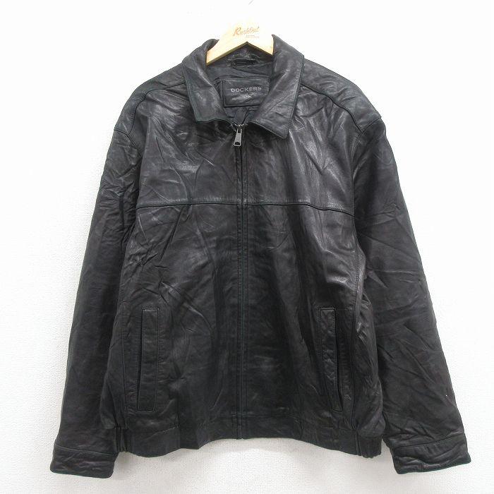 50%OFF】XL/古着 長袖 レザー ジャケット メンズ 星条旗 黒 ブラック