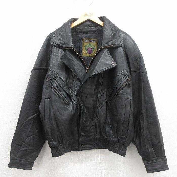 XL/古着 長袖 レザー ジャケット メンズ ラグラン 黒 26jan24 : 古着屋