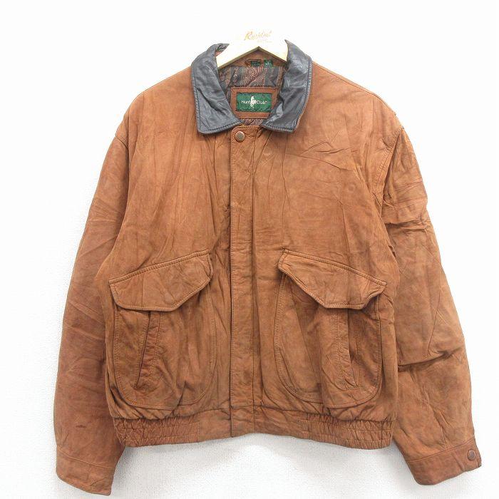 XL/古着 ゴールデンベア 長袖 レザー ジャケット メンズ 大きいサイズ