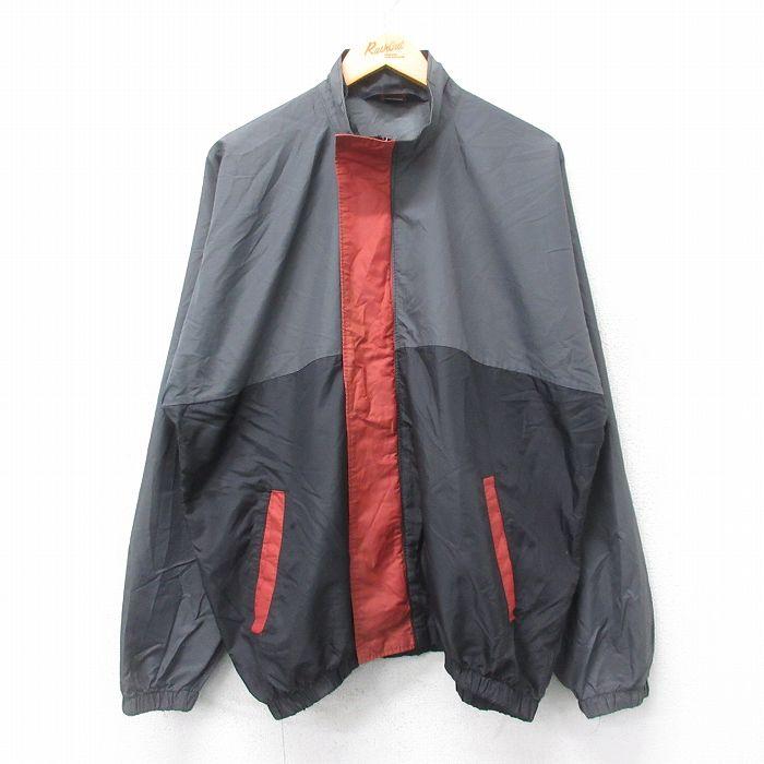 XL/古着 長袖 ナイロン ジャケット メンズ 90s マルチカラー 黒他  