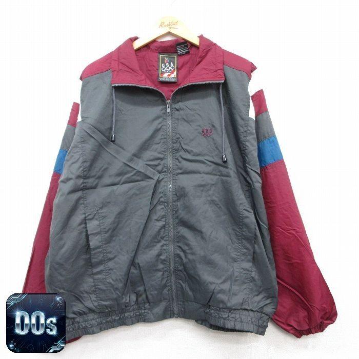 XL/古着 長袖 ナイロン ジャケット メンズ 00s USAオリンピック 大きい 