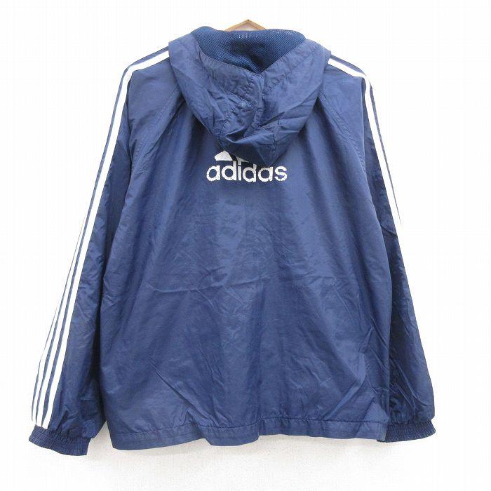激レア★adidas 肉厚 フード ビッグロゴパーカー 90s アームロゴ L adidas - adidas パーカー デサント社製 ビンテージ 90s ビッグロゴ
