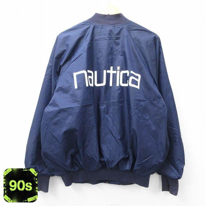 NAUTICA ナイロンジャケット ハーフジップ ネイビー M NAUTICA（ノーティカ） XL/古着 長袖 ブランド ナイロン ジャケット